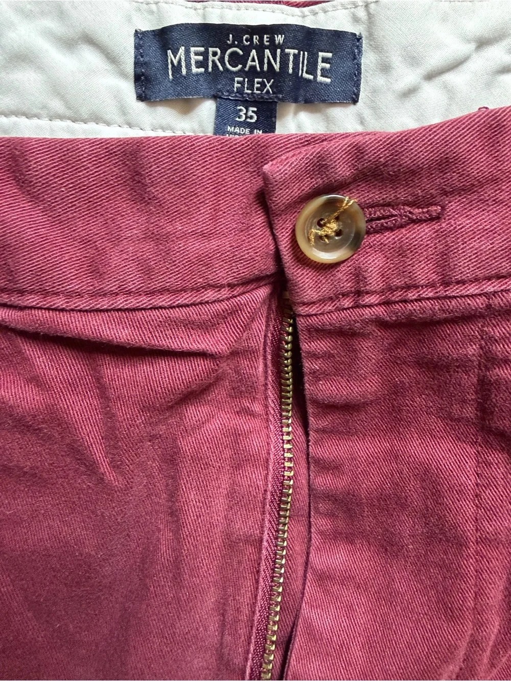 J. Crew Factory Men's Maroon Flat-Front Cotton Shorts